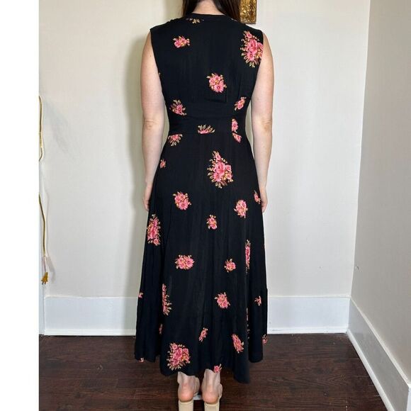 Free People Birdie High Low Floral Surplice Sleeveless Midi Dress Size 4 - Picture 2 of 5